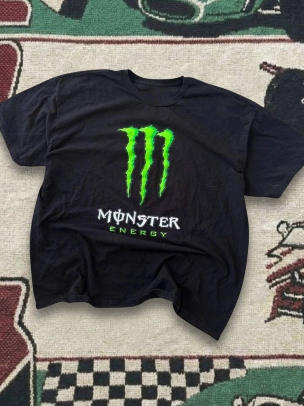 Vintage Y2K Monster Energy Drink Classic Logo Black Graphic T-Shirt